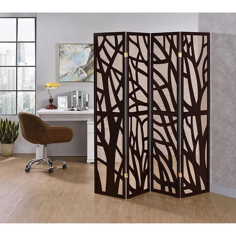 Espresso Ladin Masif Ahşap Katlanır Paravan - 176x176 cm - 321469