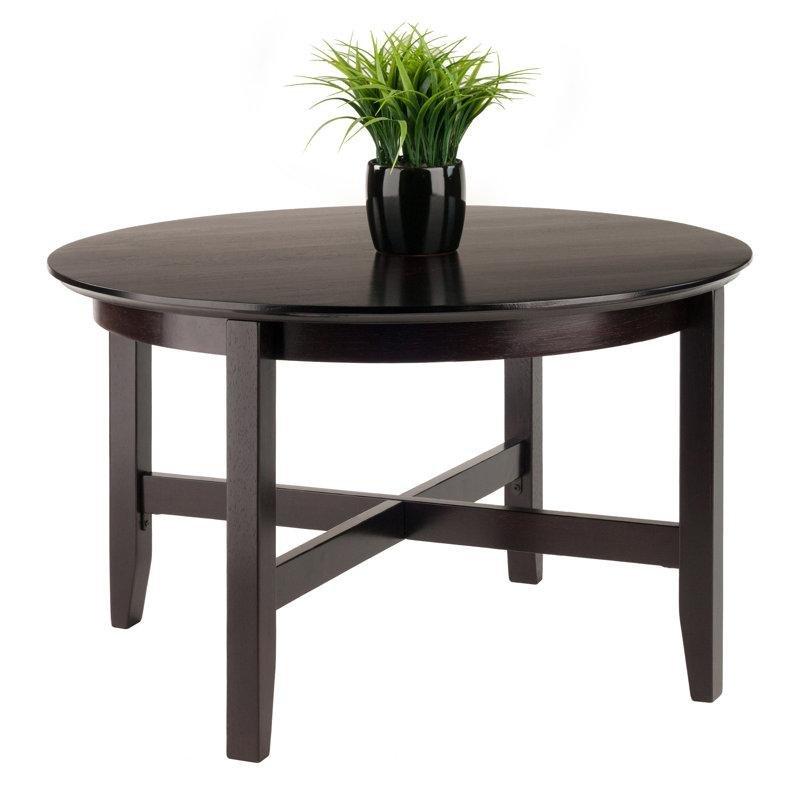 Espresso Masif Ahşap X Ayaklı Yuvarlak Orta Sehpa - Çap 77 cm - 244666