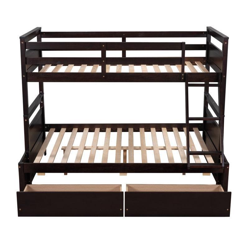 Espresso Masif Çam Ahşap Çekmeceli Ayrılabilen Ranza - 247440