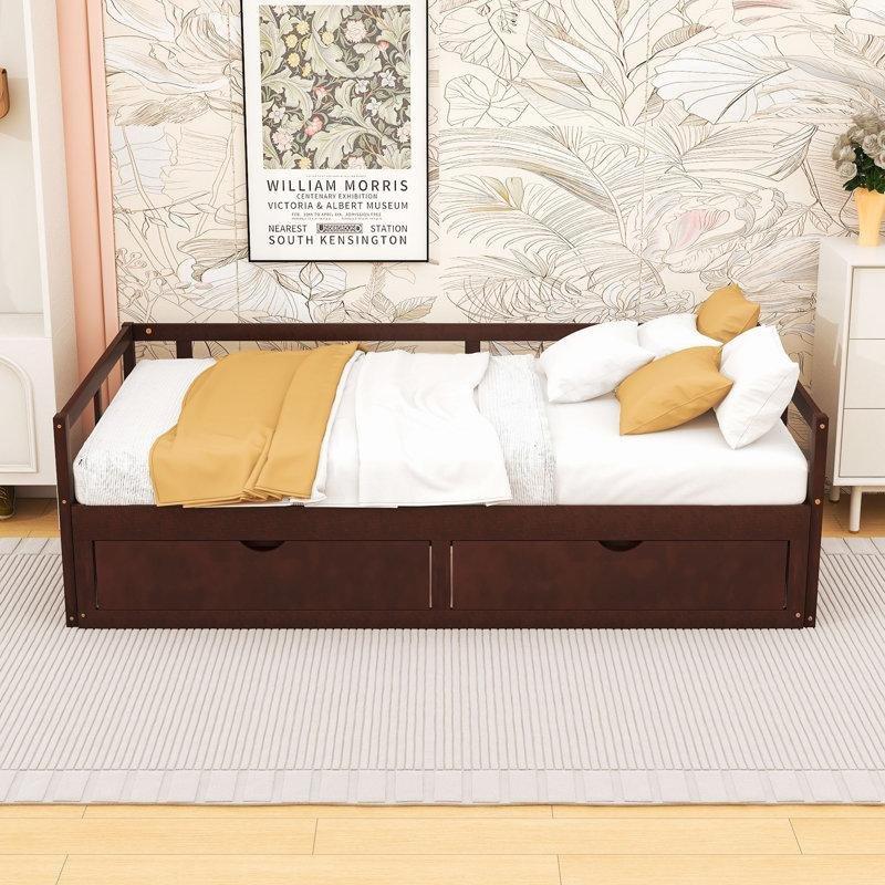 Espresso Masif Çam ve MDF İki Çekmeceli Genişleyebilir Yavru Yataklı Karyola - 198x109 cm - 328575