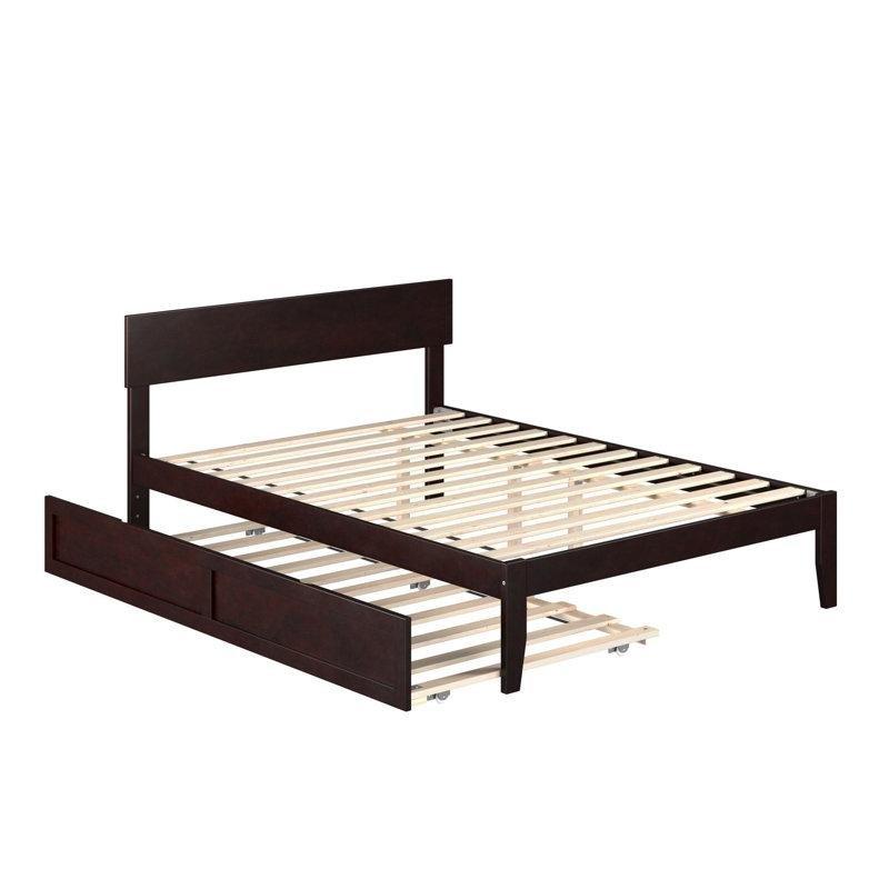 Espresso Masif Kauçuk Ağacı Panel Başlıklı Yavru Yataklı Karyola - 329504