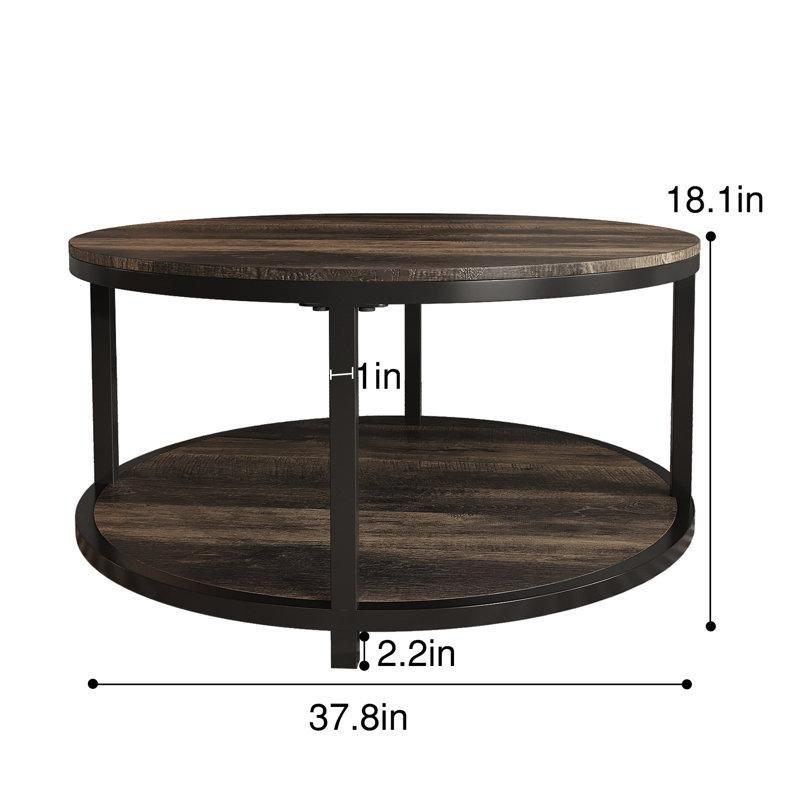 Espresso MDF Raflı Yuvarlak Orta Sehpa - 92 cm - 244688