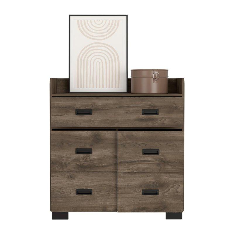 Espresso MDF Üstü Açık Bölmeli 5 Çekmeceli Şifonyer - 85x40x90 cm - 297645