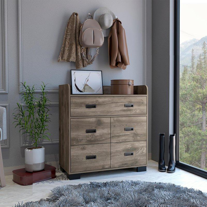 Espresso MDF Üstü Açık Bölmeli 5 Çekmeceli Şifonyer - 85x40x90 cm - 297645
