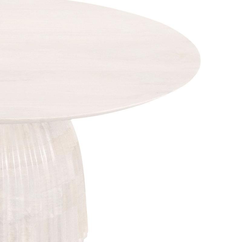 Fildişi Masif Mango Ağacı Oymalı Kaide Tabanlı Yuvarlak Orta Sehpa - 84 cm - 244086
