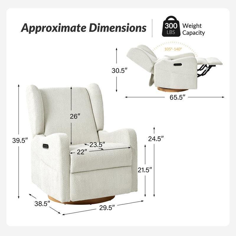 Fildişi Polyester 2li Set Döner Sallanır Elektrikli USB Portlu Gece Lambalı Baba Koltuğu - 75 cm - 322620