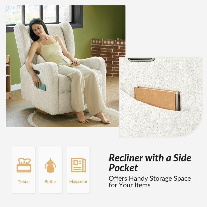 Fildişi Polyester 2li Set Döner Sallanır Elektrikli USB Portlu Gece Lambalı Baba Koltuğu - 75 cm - 322620
