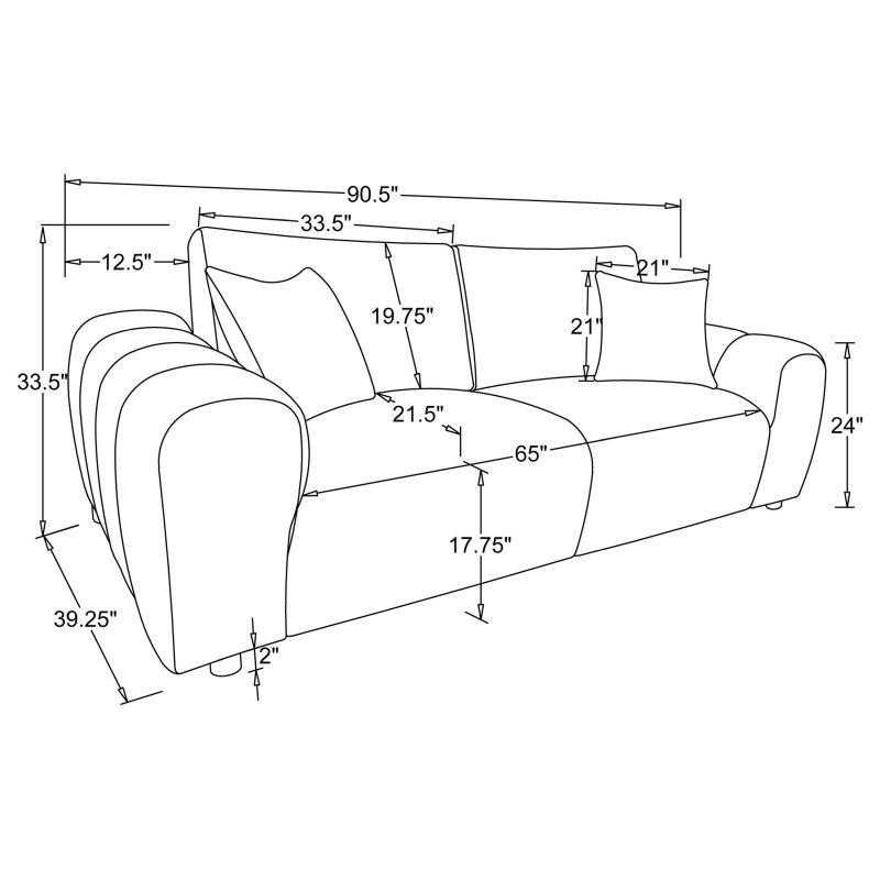 Fildişi Şönil Kumaş Geniş Kollu Yastıklı Bohem Koltuk - 230 cm - 277133
