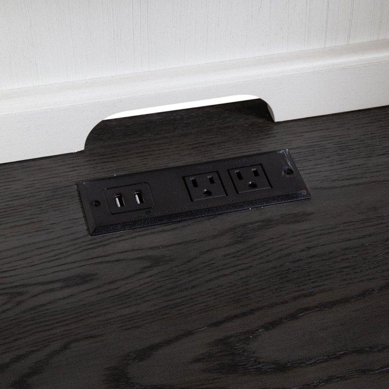 Fırçalanmış Beyaz ve Antrasit Masif Çam L Tipi USB Portlu Ofis Masası - 187x178 cm - 327323