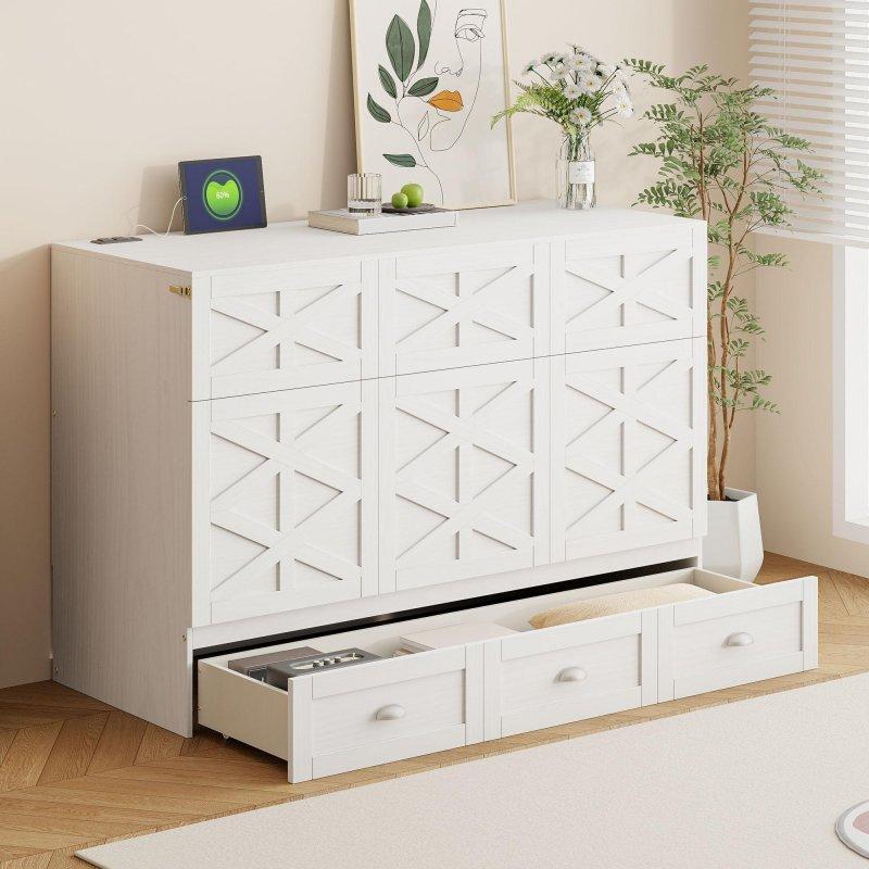 Fırçalanmış Gri Çekmeceli ve USB Portlu Kontrplak ve MDF Duvar Yatağı - 261482