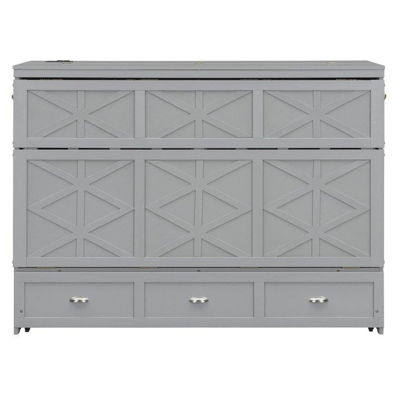 Fırçalanmış Gri MDF Çekmeceli ve USB Portlu Duvar Yatağı - 160x205 cm - 263186