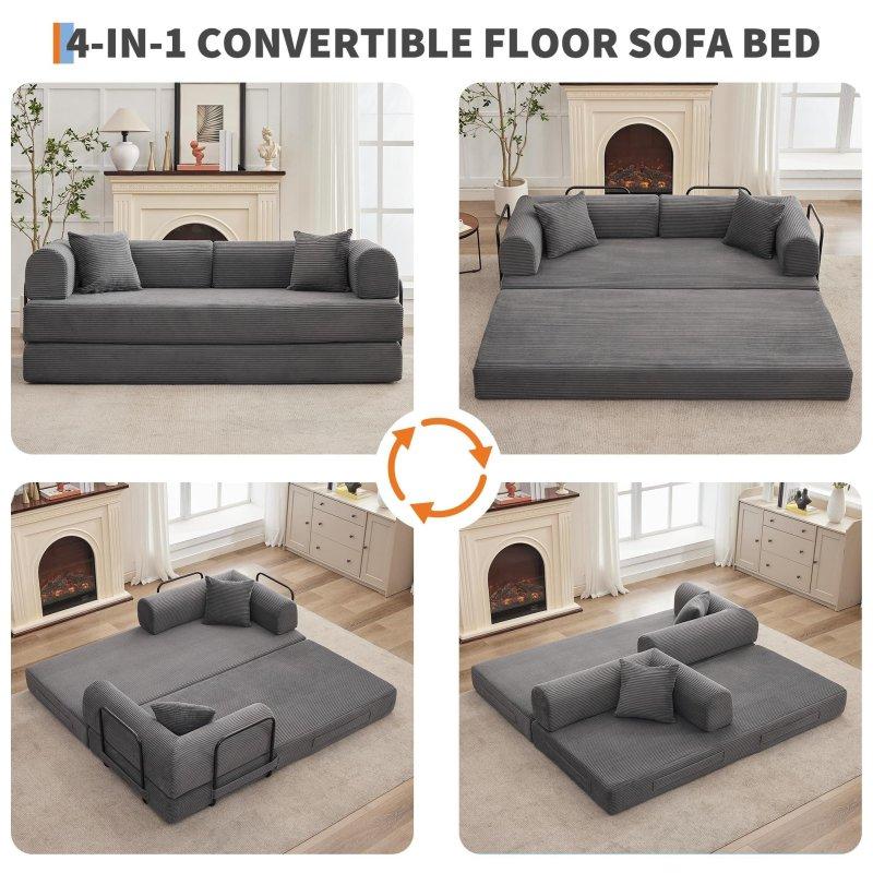Fitilli Kadife 4ü 1 Arada Katlanabilir Yataklı Bohem Koltuk - 200 cm - 289338