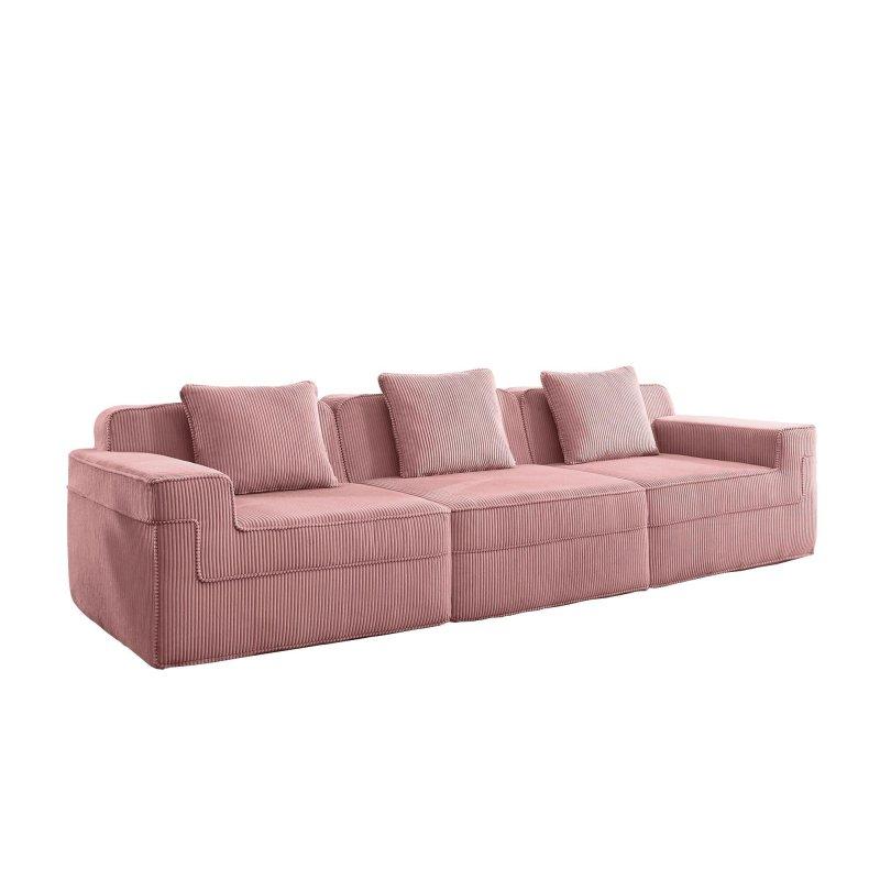 Fitilli Kadife Kumaş Modüler 3 Kişilik İskeletsiz Bohem Koltuk - 278929