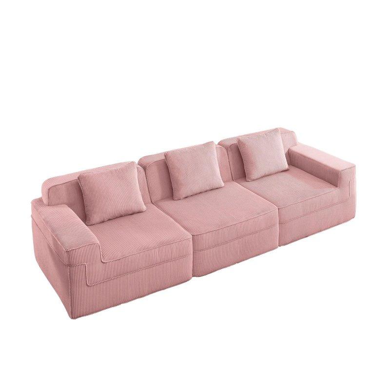 Fitilli Kadife Kumaş Modüler 3 Kişilik İskeletsiz Bohem Koltuk - 278929
