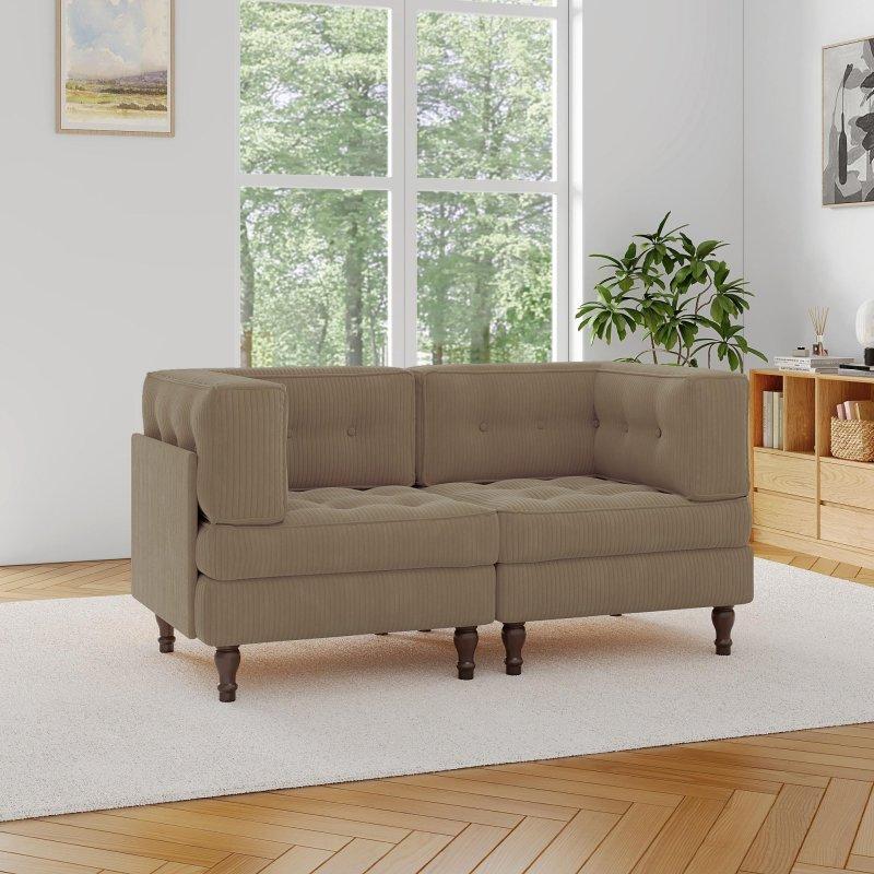 Fitilli Kadife Kumaş Modüler Köşe Koltuk - 258255