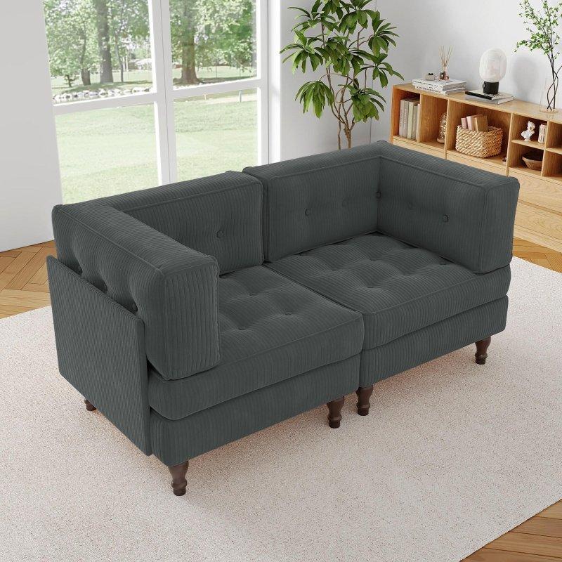 Fitilli Kadife Kumaş Modüler Köşe Koltuk - 258255