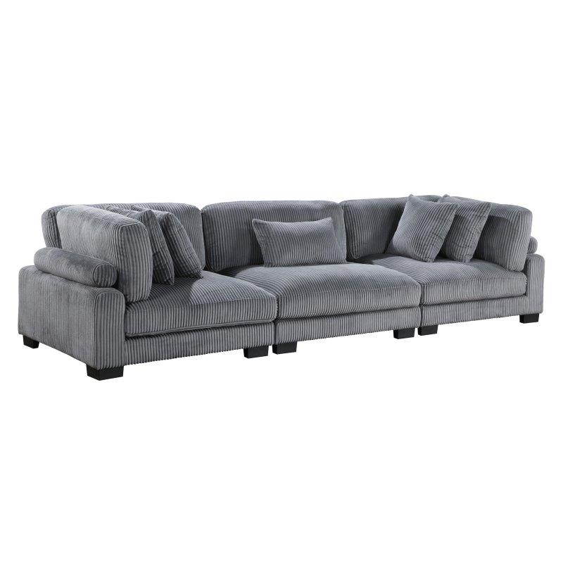 Fitilli Kadife Kumaş Modüler Yastıklı Bohem Koltuk - 343x115 cm - 283105