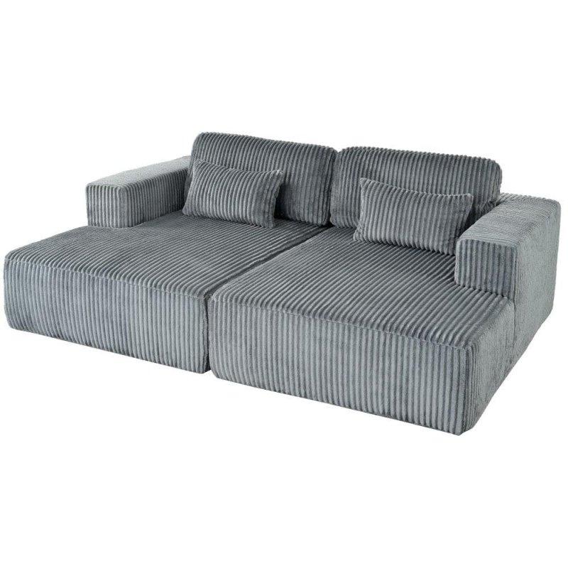 Fitilli Kadife Kumaş Yataklı 2 Yastıklı Ayrılabilir Çift Kişilik Bohem Koltuk - 220x166 cm - 279302