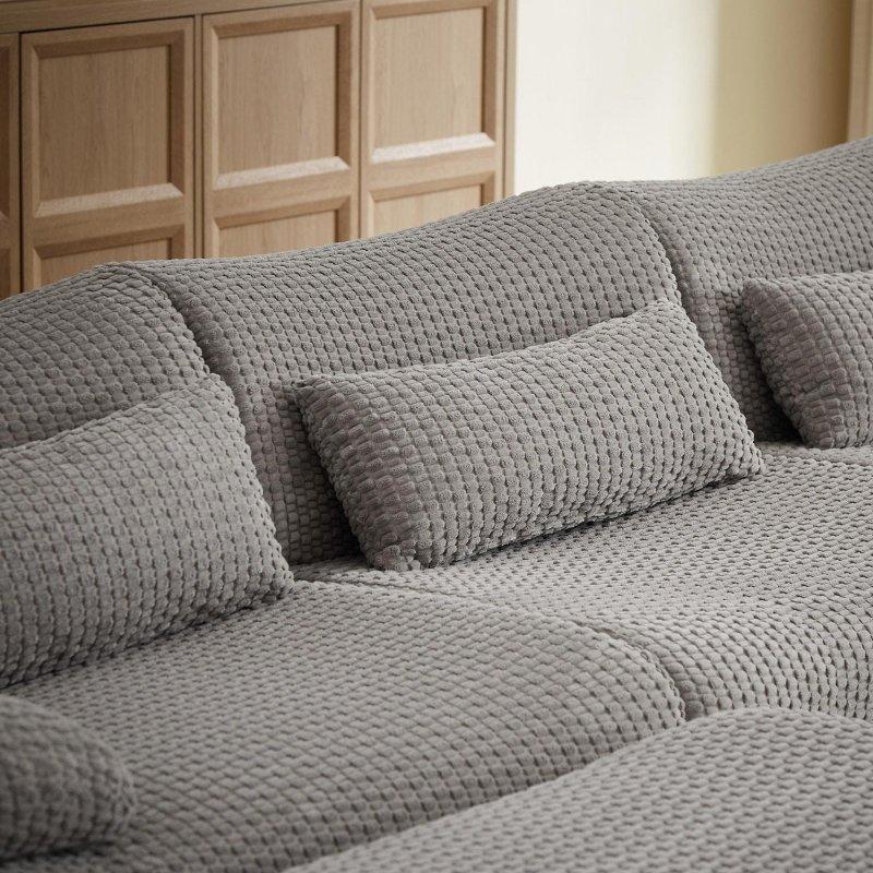 Fitilli Kadife Modüler 2 Puflu Montaj Gerektirmeyen U Köşe Koltuk - 360x166 cm - 258488