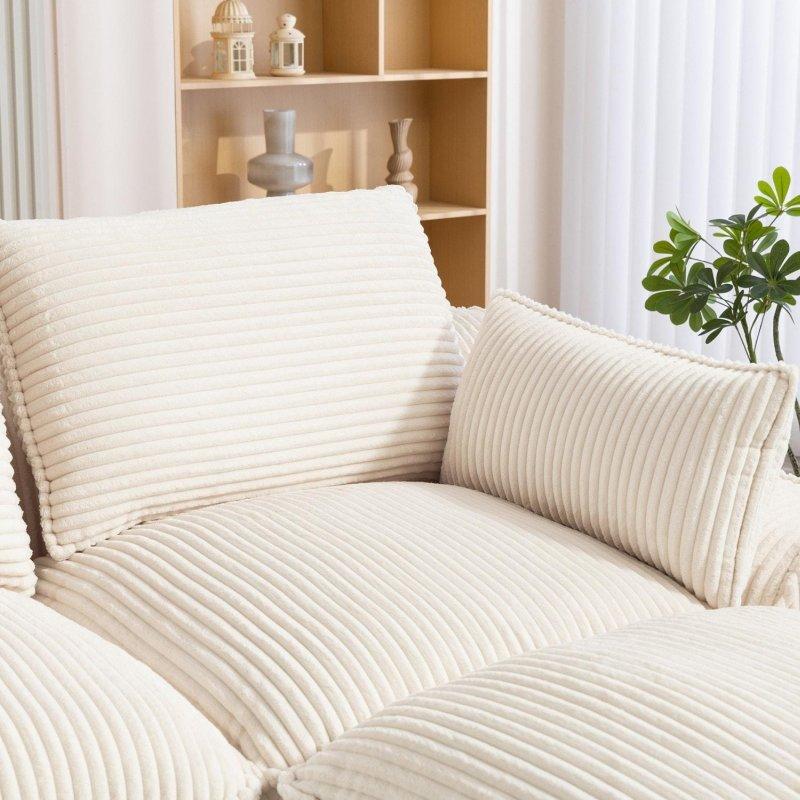 Fitilli Kadife Modüler Hareketli Puflu Köşe Koltuk - 263x167 cm - 257851