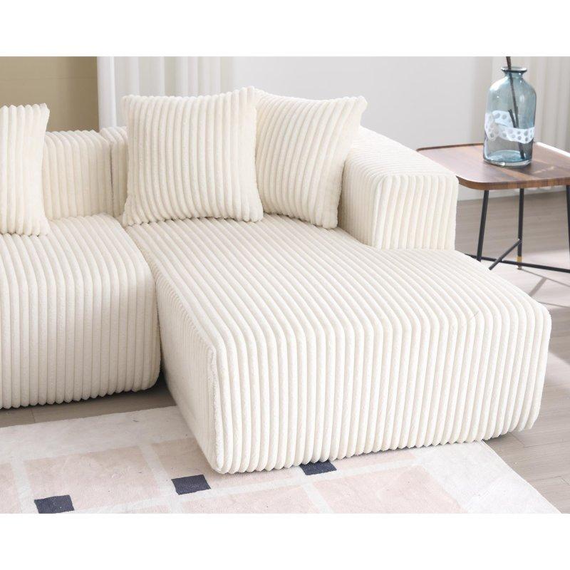 Fitilli Kadife Modüler U Şekilli Ayaksız 8 Kırlentli Köşe Koltuk - 339 cm - 255629