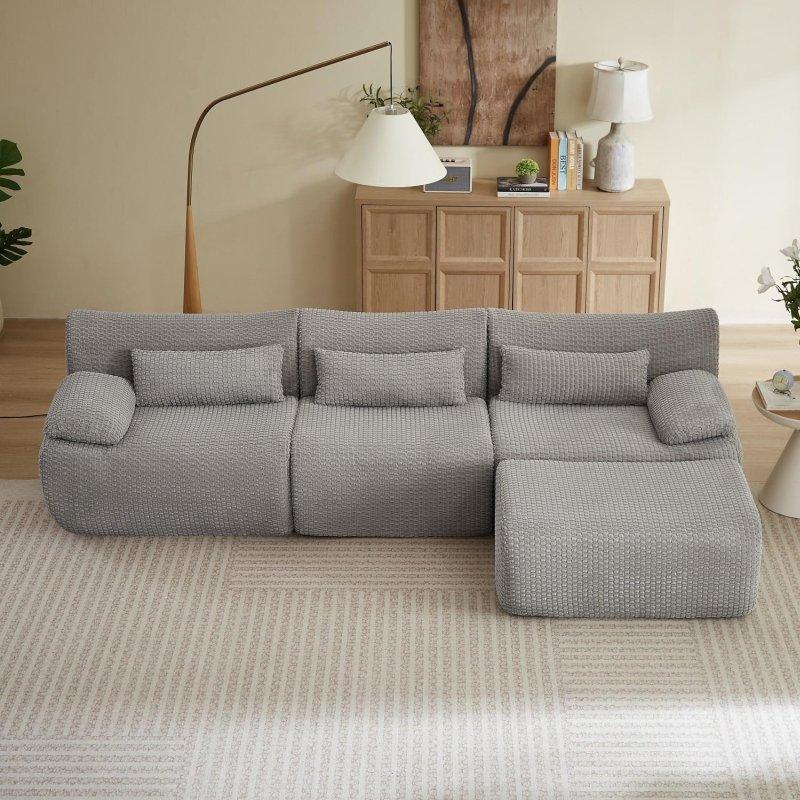 Fitilli Kumaş Modüler Puf Dahil Köşe Koltuk - 257051
