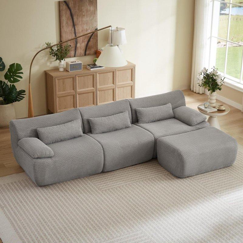 Fitilli Kumaş Modüler Puf Dahil Köşe Koltuk - 257051