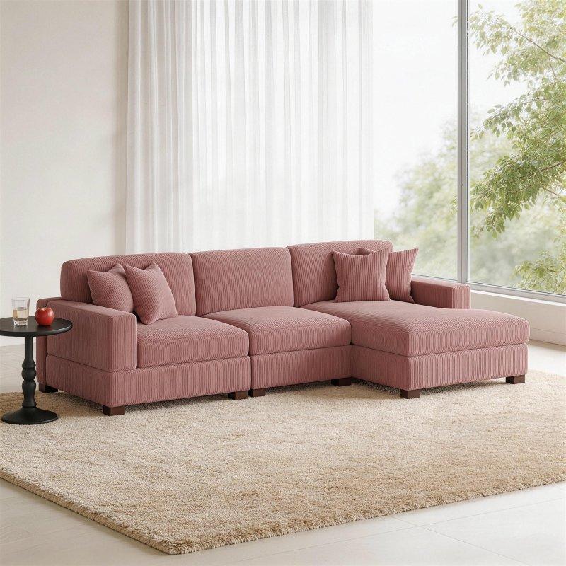 Fitilli Kumaş Modüler Şezlonglu Köşe Koltuk - 254842 Fitilli Kumaş Modüler Şezlonglu Köşe Koltuk - 254842