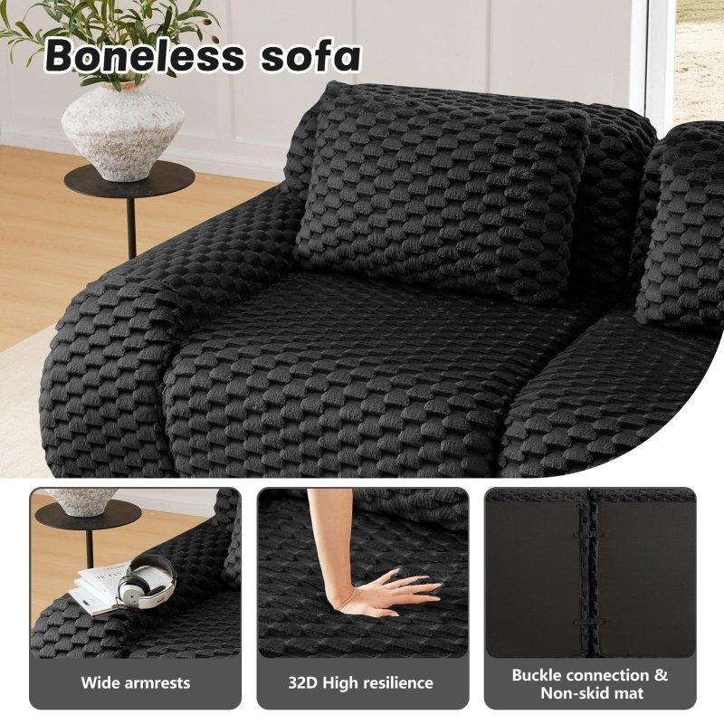 Flanel Kumaş Modüler Derin Oturumlu U Şekilli Köşe Koltuk - 209 cm - 258295