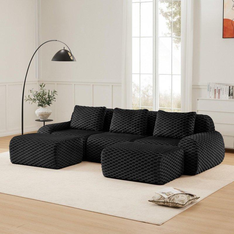 Flanel Kumaş Modüler Puflu Derin Oturumlu Bohem Koltuk - 288348