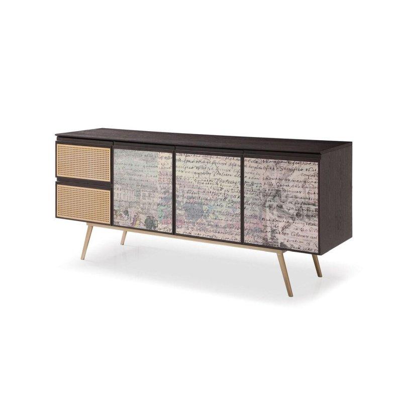 Füme Dişbudak Kaplama ve Pirinç Dekupaj Tasarımlı Bohem Konsol - 181x82x46 cm - 325327