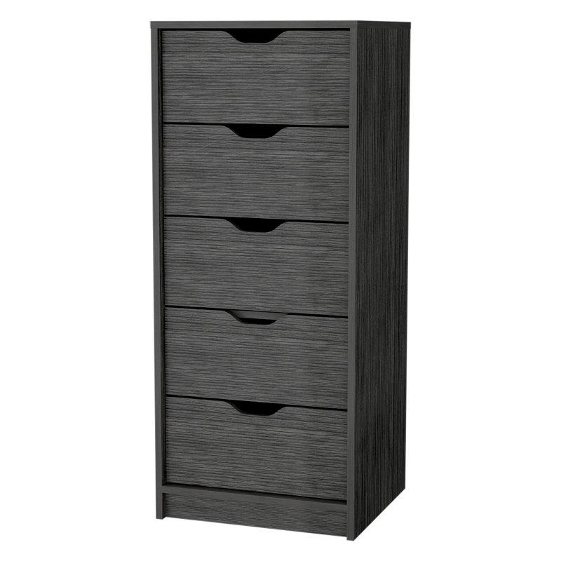 Füme Gri Ahşap 5 Çekmeceli Dar Şifonyer - 45x42x108 cm - 309643