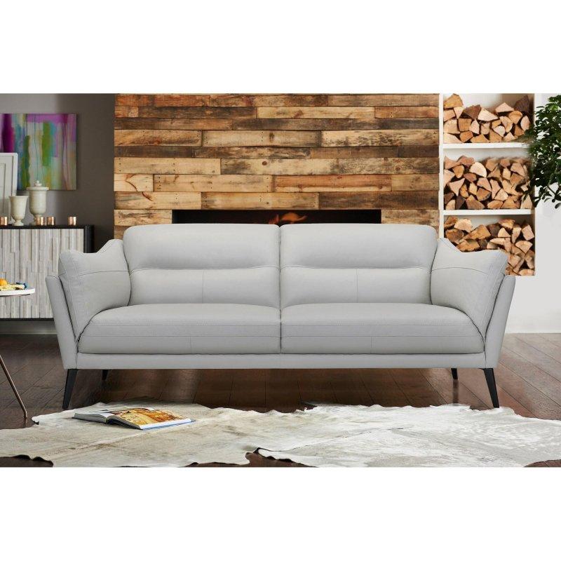 Gece Mavisi Deri Metal Ayaklı 3 Kişilik Modern Bohem Koltuk - 224 cm - 281406