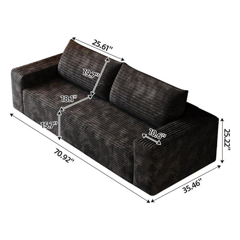 Geniş Kolçaklı Ergonomik Fitilli Kadife Bohem Koltuk - 181 cm - 290888