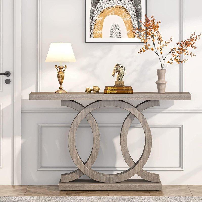 Geometrik Tabanlı Çift C Tasarımlı Ahşap Dresuar - 150 cm - 333056