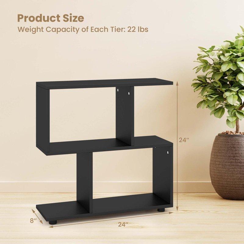 Geometrik Tasarımlı Ahşap 2 Katlı 2li Set Kitaplık - 61x21x61 cm - 319468