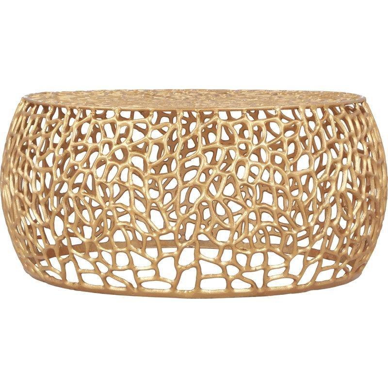Gold Alüminyum Dokuma Tasarım Yuvarlak Orta Sehpa - 89 cm - 245030