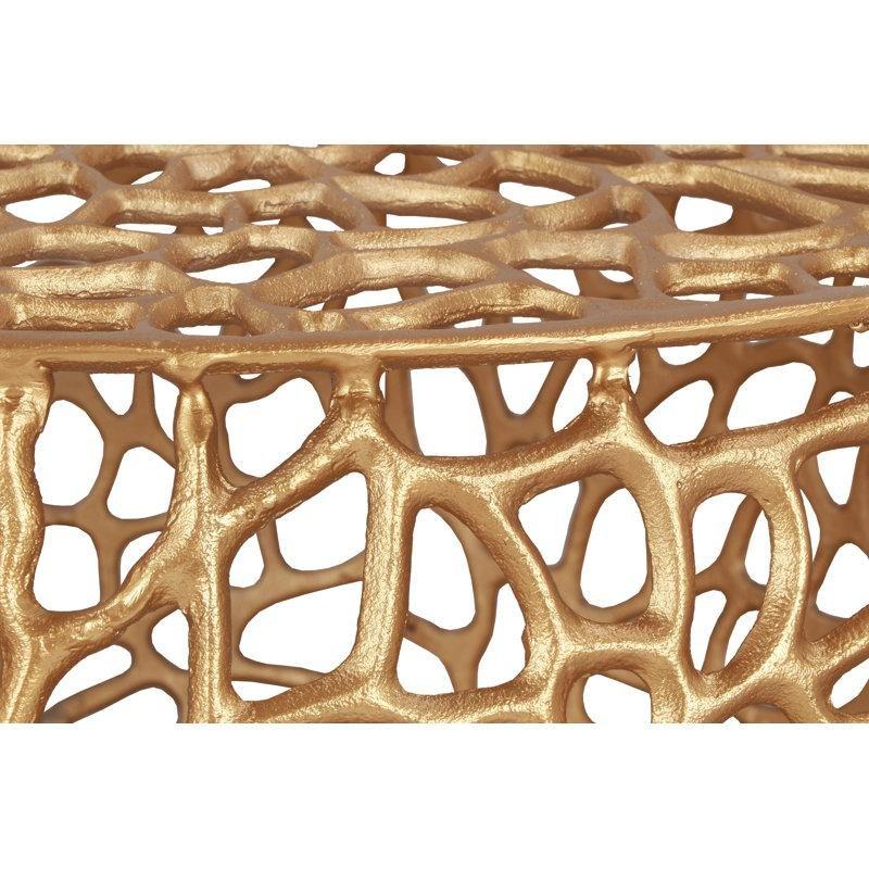 Gold Alüminyum Dokuma Tasarım Yuvarlak Orta Sehpa - 89 cm - 245030