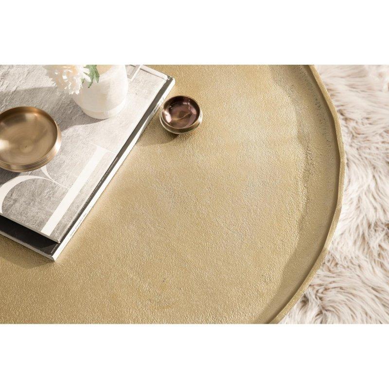 Gold Alüminyum El Yapımı Doğal Kenarlı Yuvarlak Orta Sehpa - 65x40 cm - 243010