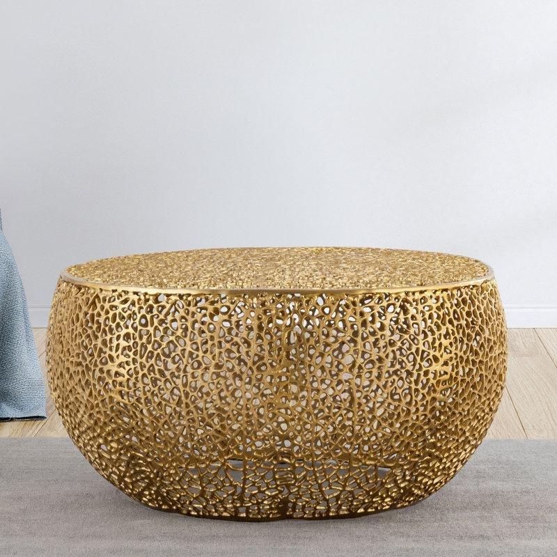 Gold Alüminyum Tambur Yuvarlak Orta Sehpa - 82x41 cm - 245193
