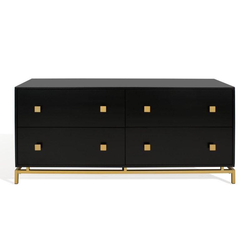 Gold Baza ve Kulplu 4 Çekmeceli Ahşap Kaplama MDF Şifonyer - 299359