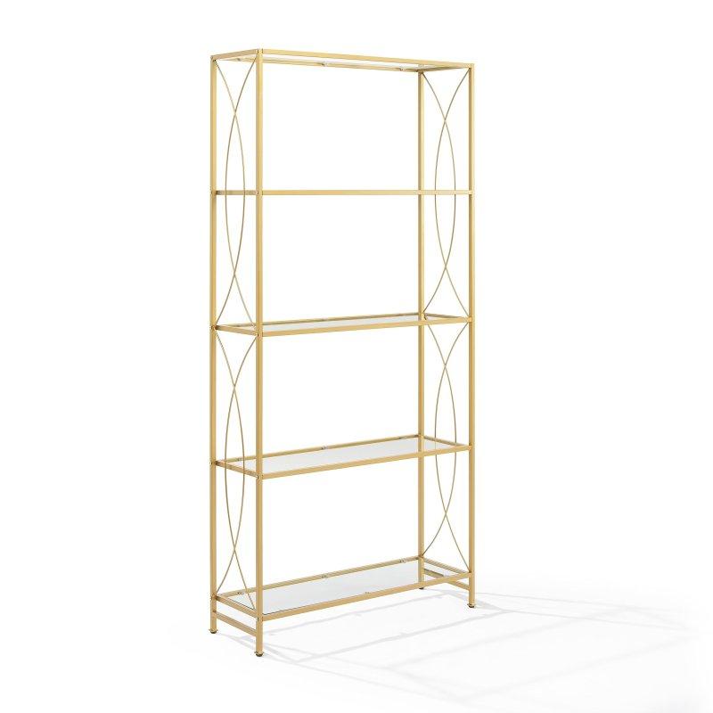Gold Çelik ve Cam Kavisli Tasarım Modüler Kitaplık - 93x93x194 cm - 317816