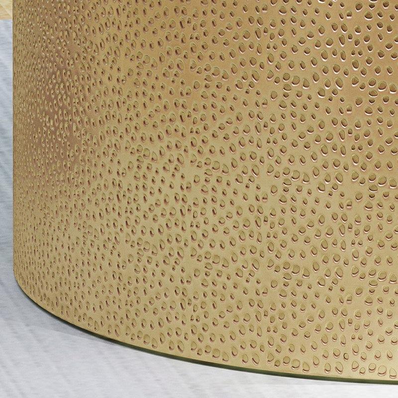 Gold Demir Dövme Yüzeyli Yuvarlak Orta Sehpa - 67x44 cm - 245820
