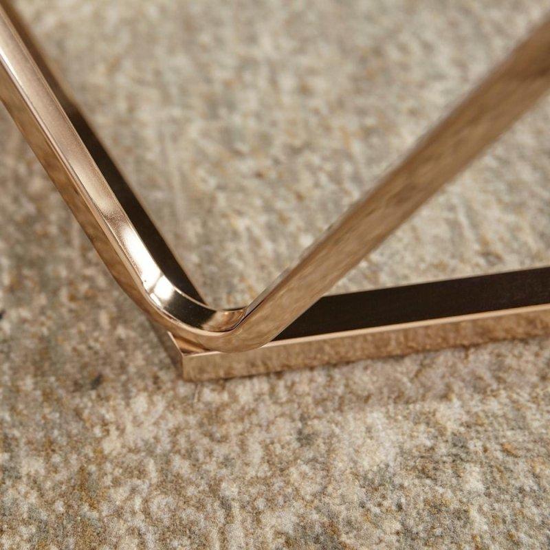 Gold Demir Geometrik Ayaklı Mermer Desenli MDF Yuvarlak Orta Sehpa - 84 cm - 239575
