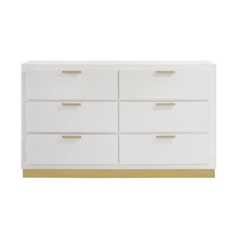 Gold Detaylı Ahşap 6 Çekmeceli Modern Şifonyer - 304333
