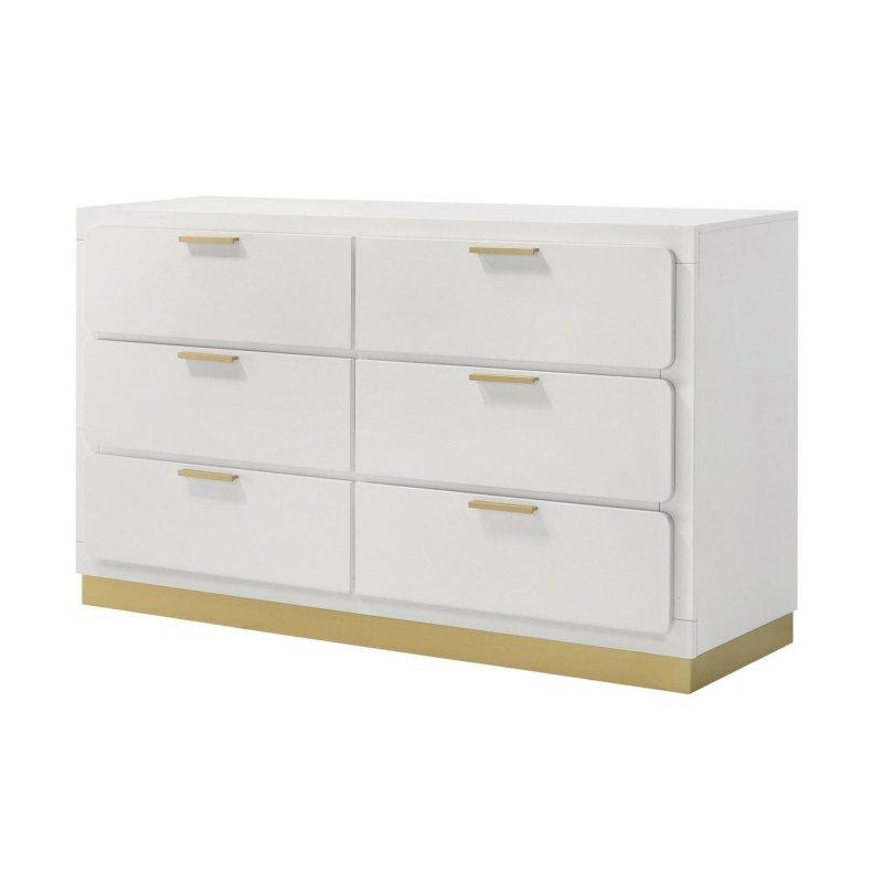 Gold Detaylı Ahşap 6 Çekmeceli Modern Şifonyer - 304333
