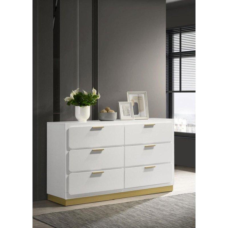 Gold Detaylı Ahşap 6 Çekmeceli Modern Şifonyer - 304333 Gold Detaylı Ahşap 6 Çekmeceli Modern Şifonyer - 304333
