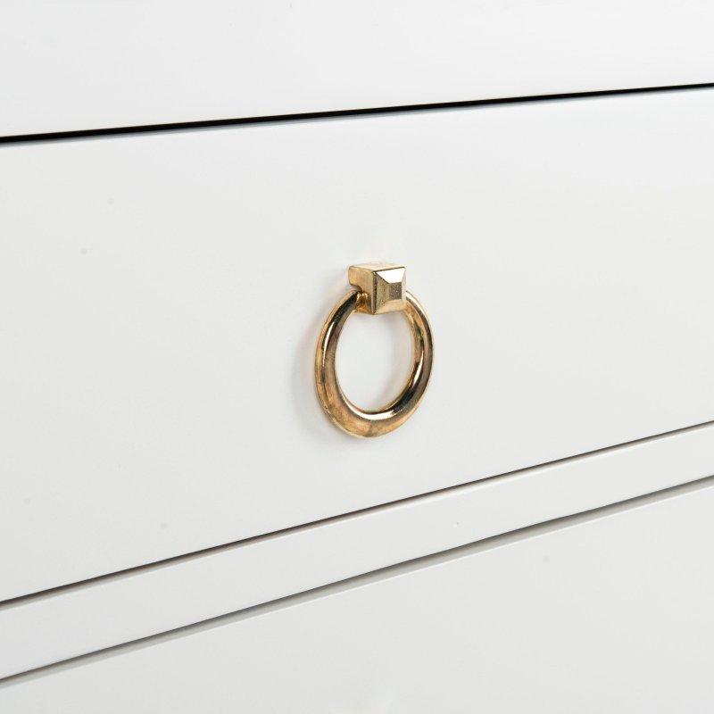 Gold Detaylı Beyaz Çam Ağacı ve MDF 3 Çekmeceli Şifonyer - 308386