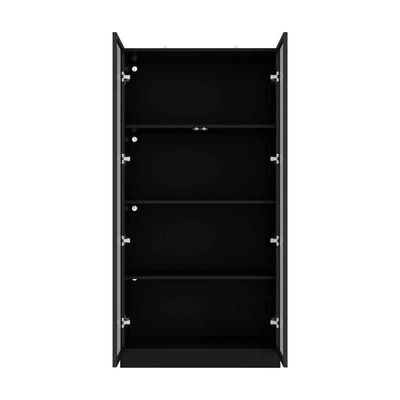 Gold Detaylı Masif ve Endüstriyel Ahşap LED Işıklı Cam Kapaklı Kitaplık - 81x161 cm - 238495