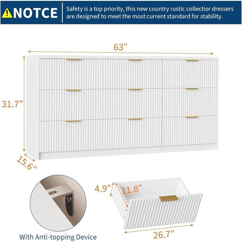 Gold Detaylı Yivli MDF Çekmeceli Şifonyer - 300521